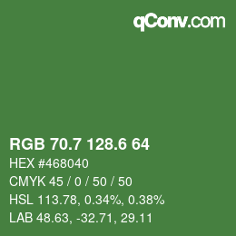 カラーコード: RGB 70.7 128.6 64 | qconv.com