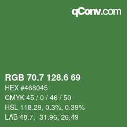 カラーコード: RGB 70.7 128.6 69 | qconv.com