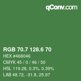 カラーコード: RGB 70.7 128.6 70 | qconv.com