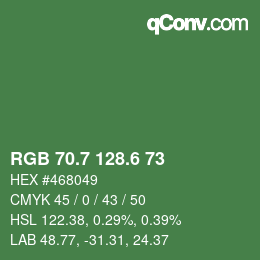 カラーコード: RGB 70.7 128.6 73 | qconv.com
