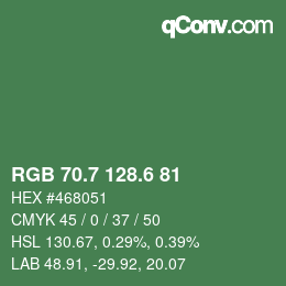 カラーコード: RGB 70.7 128.6 81 | qconv.com