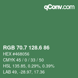 カラーコード: RGB 70.7 128.6 86 | qconv.com