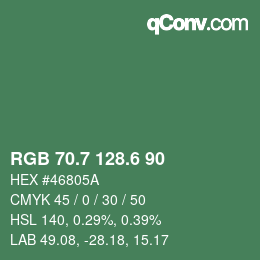 カラーコード: RGB 70.7 128.6 90 | qconv.com