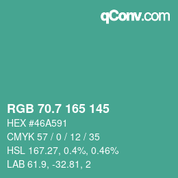 カラーコード: RGB 70.7 165 145 | qconv.com