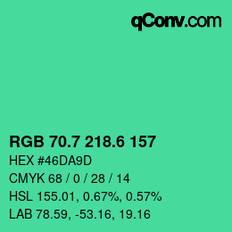 カラーコード: RGB 70.7 218.6 157 | qconv.com