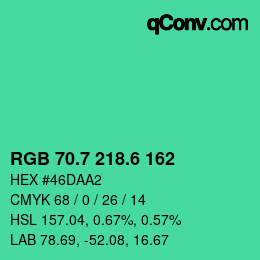 カラーコード: RGB 70.7 218.6 162 | qconv.com