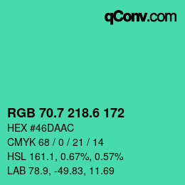 カラーコード: RGB 70.7 218.6 172 | qconv.com