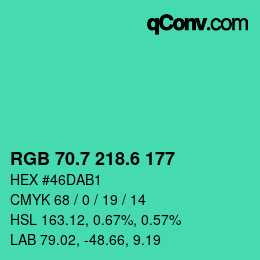 カラーコード: RGB 70.7 218.6 177 | qconv.com