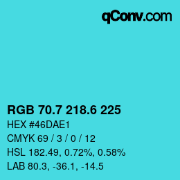 カラーコード: RGB 70.7 218.6 225 | qconv.com