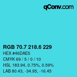 カラーコード: RGB 70.7 218.6 229 | qconv.com