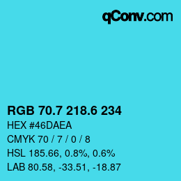カラーコード: RGB 70.7 218.6 234 | qconv.com