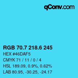 カラーコード: RGB 70.7 218.6 245 | qconv.com