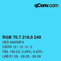 カラーコード: RGB 70.7 218.6 249 | qconv.com