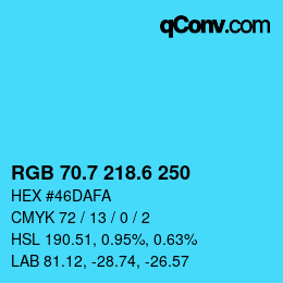 カラーコード: RGB 70.7 218.6 250 | qconv.com