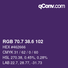 カラーコード: RGB 70.7 38.6 102 | qconv.com