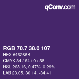 カラーコード: RGB 70.7 38.6 107 | qconv.com