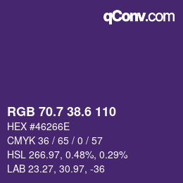 カラーコード: RGB 70.7 38.6 110 | qconv.com