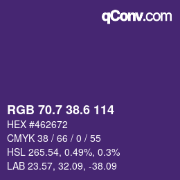 カラーコード: RGB 70.7 38.6 114 | qconv.com