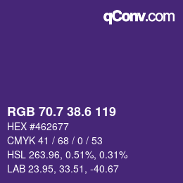 カラーコード: RGB 70.7 38.6 119 | qconv.com