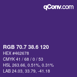 カラーコード: RGB 70.7 38.6 120 | qconv.com