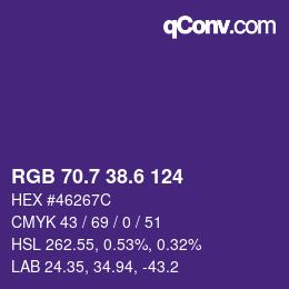 カラーコード: RGB 70.7 38.6 124 | qconv.com