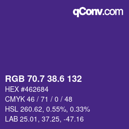 カラーコード: RGB 70.7 38.6 132 | qconv.com