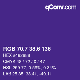 カラーコード: RGB 70.7 38.6 136 | qconv.com