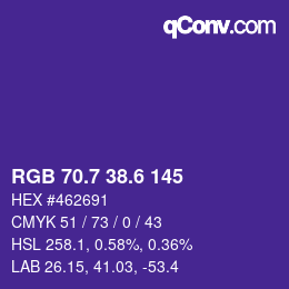 カラーコード: RGB 70.7 38.6 145 | qconv.com