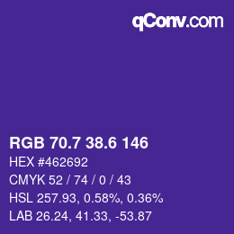 カラーコード: RGB 70.7 38.6 146 | qconv.com