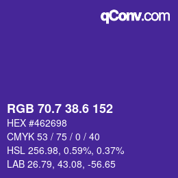 カラーコード: RGB 70.7 38.6 152 | qconv.com
