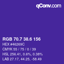 カラーコード: RGB 70.7 38.6 156 | qconv.com