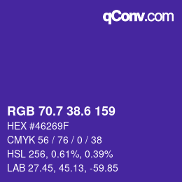 カラーコード: RGB 70.7 38.6 159 | qconv.com
