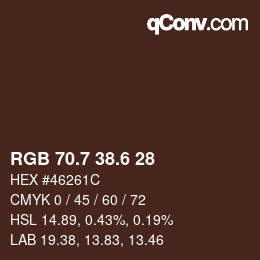 カラーコード: RGB 70.7 38.6 28 | qconv.com