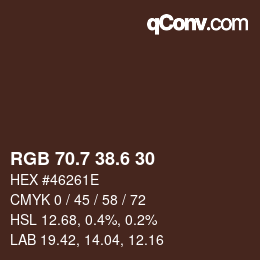 カラーコード: RGB 70.7 38.6 30 | qconv.com