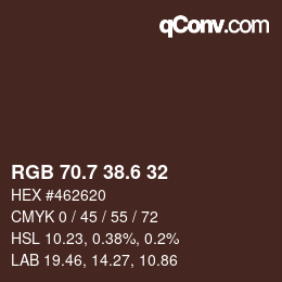 カラーコード: RGB 70.7 38.6 32 | qconv.com