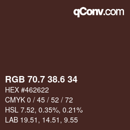 カラーコード: RGB 70.7 38.6 34 | qconv.com