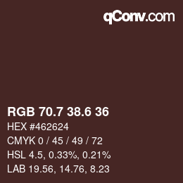 カラーコード: RGB 70.7 38.6 36 | qconv.com