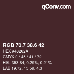 カラーコード: RGB 70.7 38.6 42 | qconv.com