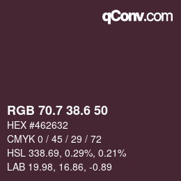カラーコード: RGB 70.7 38.6 50 | qconv.com
