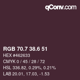 カラーコード: RGB 70.7 38.6 51 | qconv.com