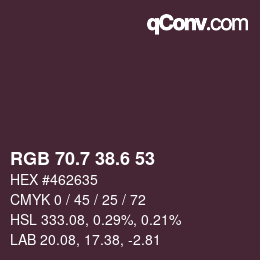 カラーコード: RGB 70.7 38.6 53 | qconv.com