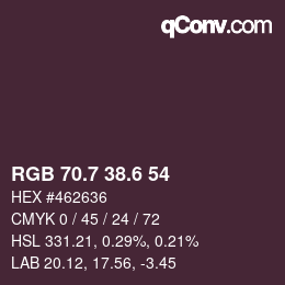 カラーコード: RGB 70.7 38.6 54 | qconv.com