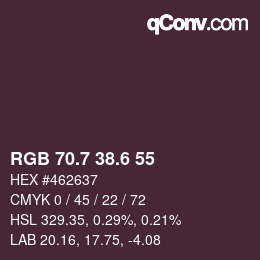 カラーコード: RGB 70.7 38.6 55 | qconv.com