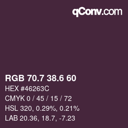 カラーコード: RGB 70.7 38.6 60 | qconv.com