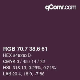 カラーコード: RGB 70.7 38.6 61 | qconv.com