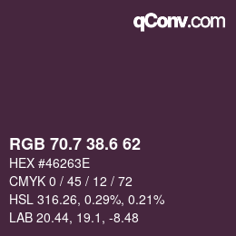 カラーコード: RGB 70.7 38.6 62 | qconv.com