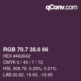 カラーコード: RGB 70.7 38.6 66 | qconv.com