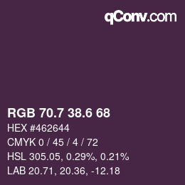 カラーコード: RGB 70.7 38.6 68 | qconv.com