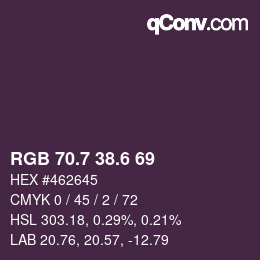 カラーコード: RGB 70.7 38.6 69 | qconv.com
