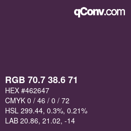 カラーコード: RGB 70.7 38.6 71 | qconv.com